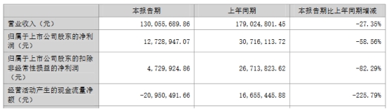 破发股瑞晨环保H1扣非降8成 2022年上市东方投行保荐