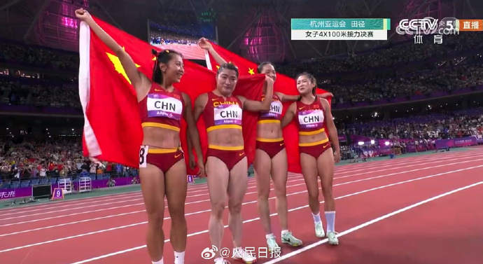 中国队夺得女子4×100米接力冠军